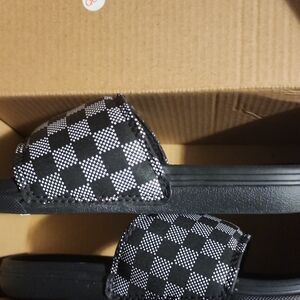 Vans Black Checkered Slide-On Sandals